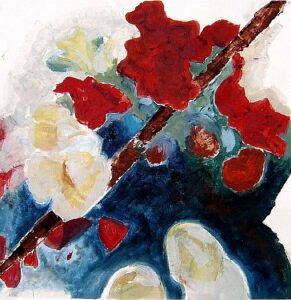 Helle Tulpen mit Rot, 2006, Eitempera auf Karton , 50 x 50 cm